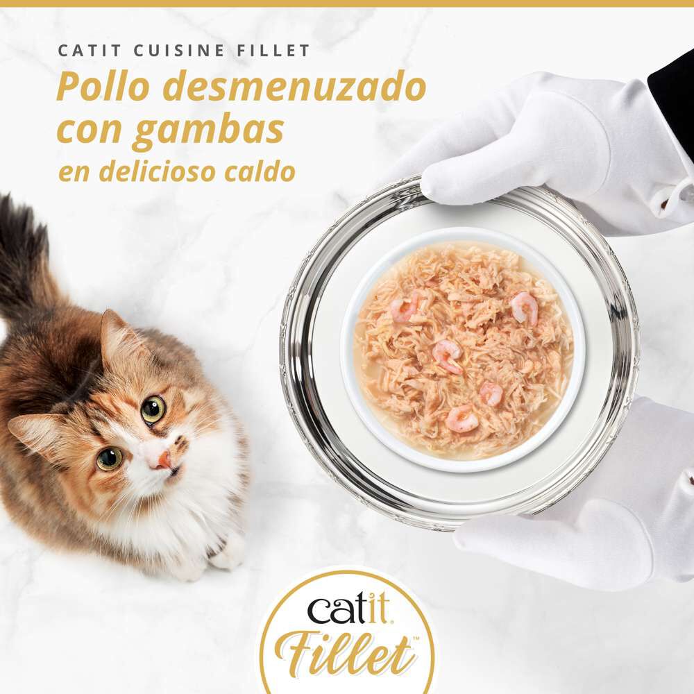 Catit Cuisine Fillet Pollo con Gambas en Caldo, 75g, , large Imagen numero 2