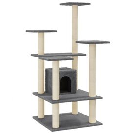 Vidaxl rascador árbol 4 pisos con casa gris oscuro para gatos