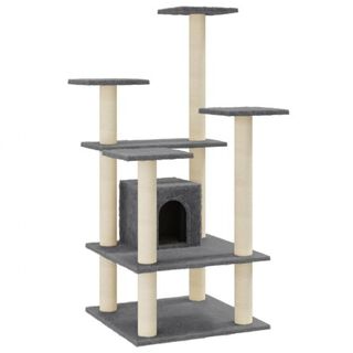 Vidaxl rascador árbol 4 pisos con casa gris oscuro para gatos