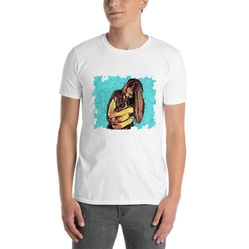 Mascochula camiseta hombre personalizada graffiti con tu mascota blanco thumbnail