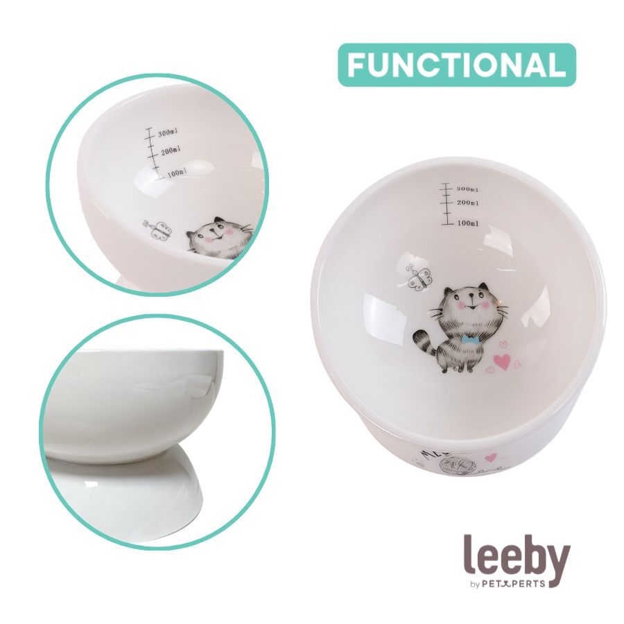 Leeby Comedero Elevado de Cer&aacute;mica Blanco para gatos, , large Imagen numero 3