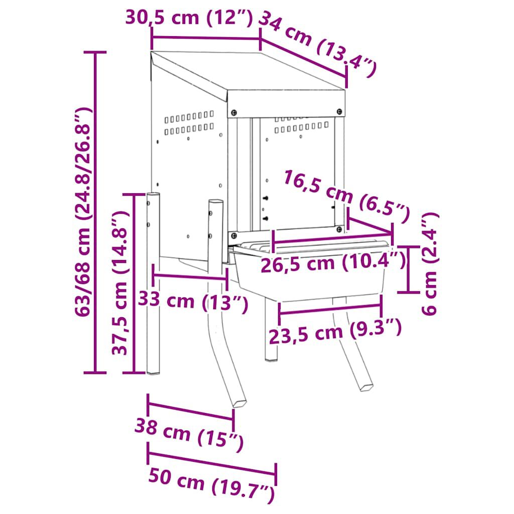 vidaXL Nido para gallinas de patas de acero galvanizado thumbnail
