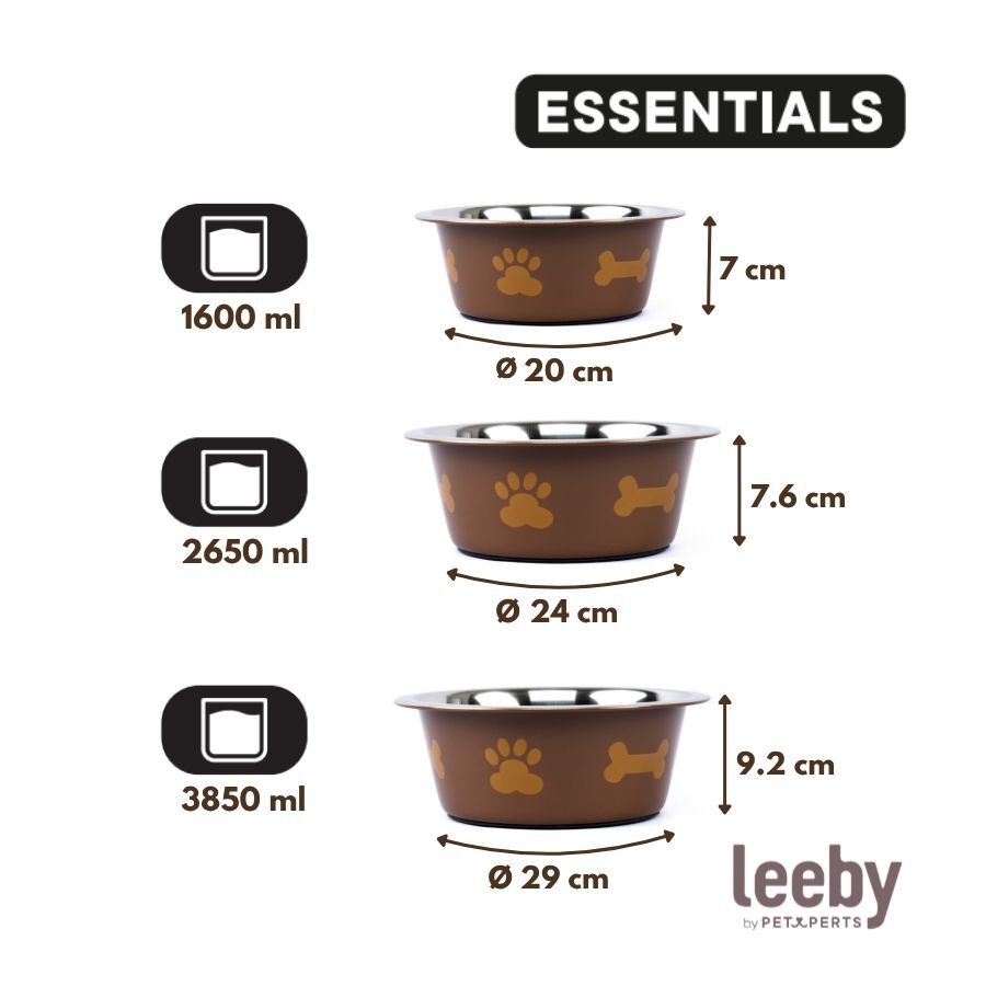 Leeby Comedero Estampado Huellas Acero Inoxidable para perros, , large Imagen numero 5