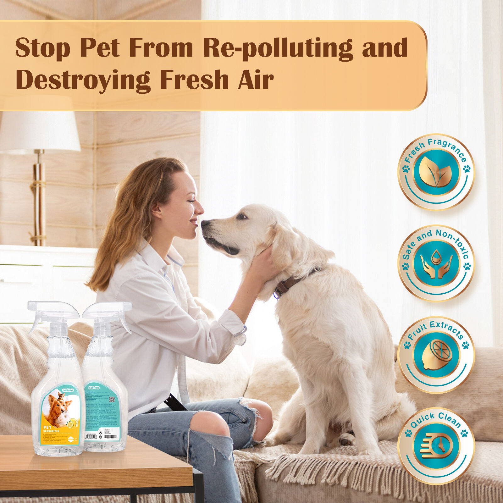 Nobleza - 2 &times; Spray Desodorante de Mascotas para Perros y Gatos Duradero, Eliminador de Olores Mascotas Sin Alcohol, Desodorizaci&oacute;n Suave, para Mascotas, Gatos, Perros,500 ml, , large Imagen numero 5