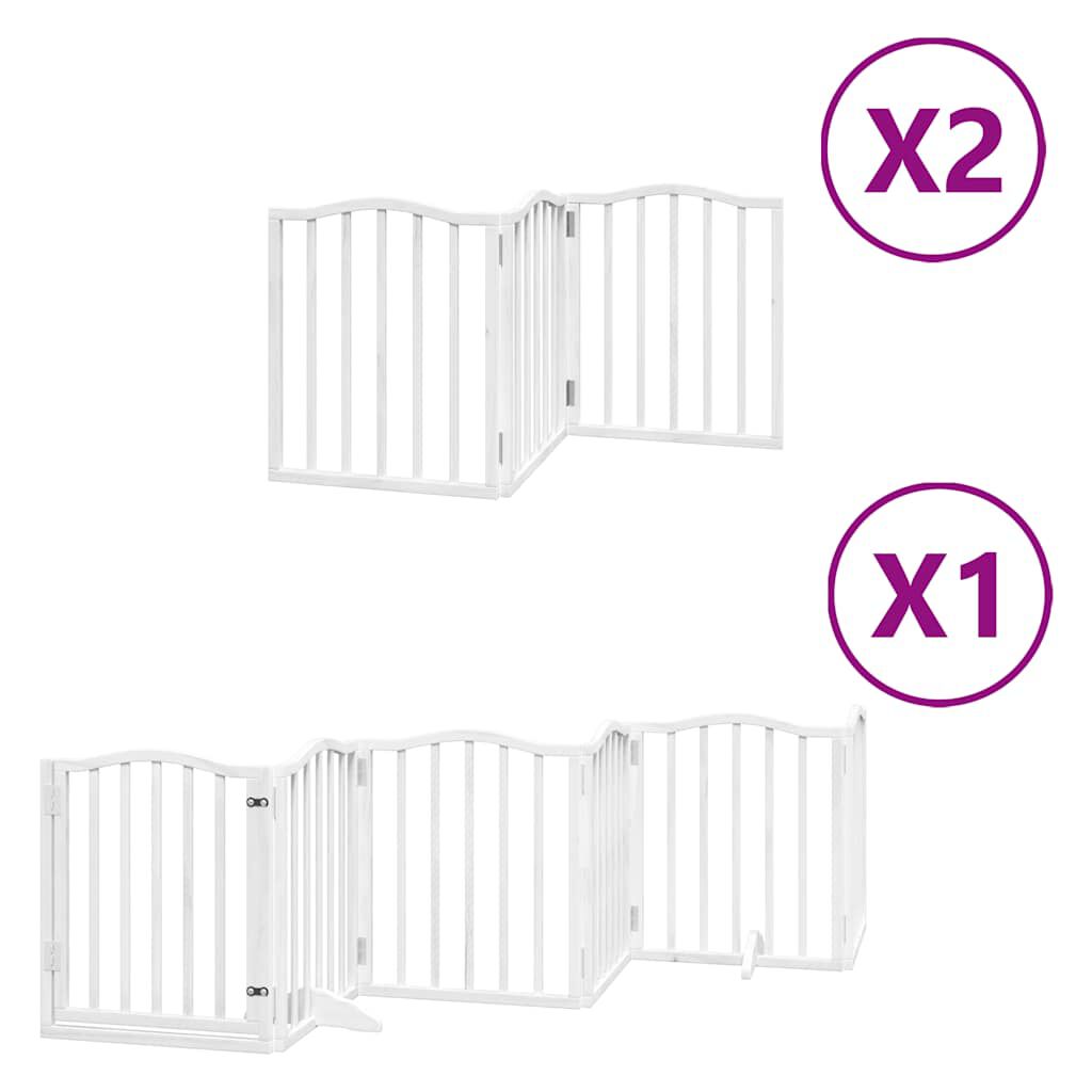 vidaXL Puerta de perros plegable 12 paneles madera &aacute;lamo blanca 960 cm, , large Imagen numero 6