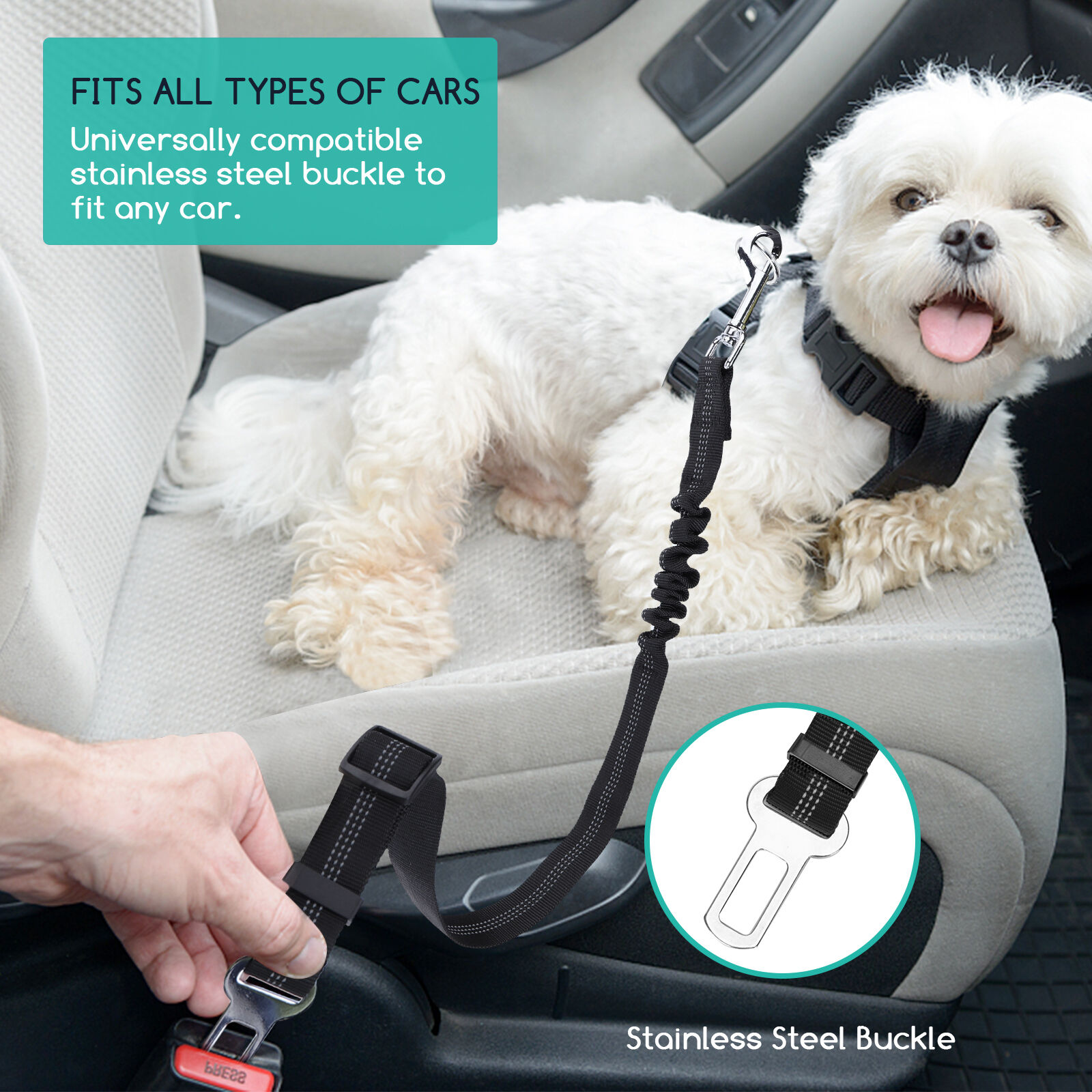 Nobleza Enganche para Cinturón de seguridad negro para perros thumbnail