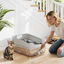 PawHut Arenero para Gatos de Acero Inoxidable XXL Caja de Arena para Gatos Arenero con Borde Alto Pala Fácil de Limpiar Prueba de Fugas 70x50x30 cm Gris, , large indicador imagen numero 2