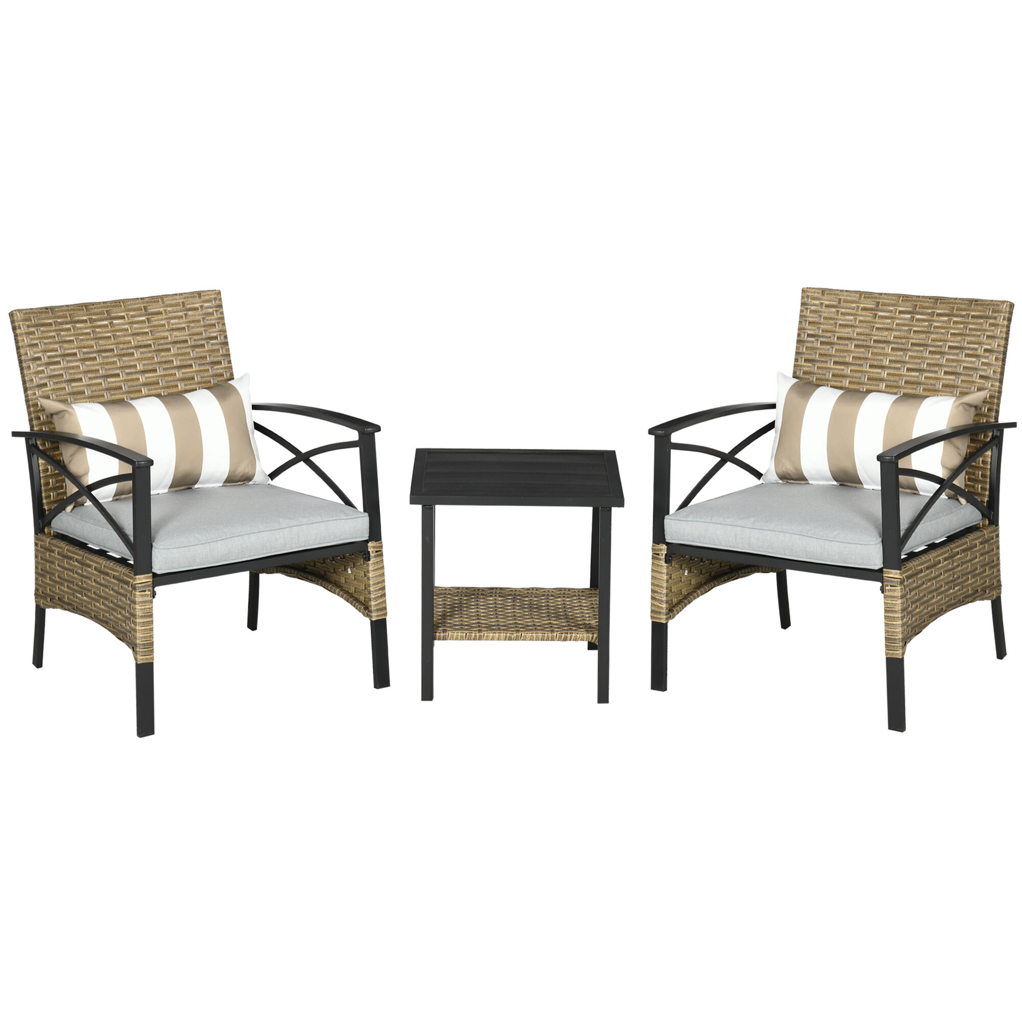 Outsunny Conjunto de Muebles de 3 Piezas para jardín