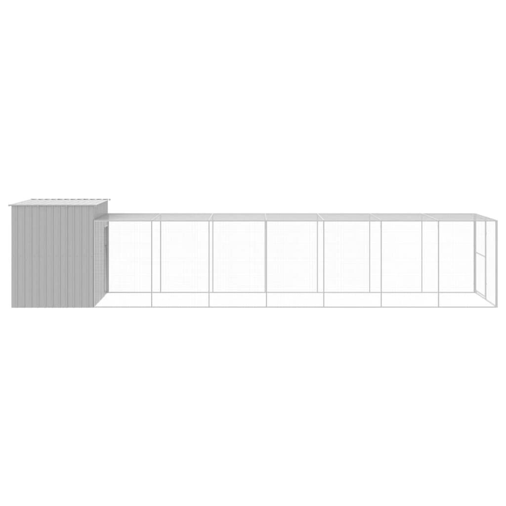 vidaXL Caseta perros corral acero galvanizado gris claro 214x865x181cm, , large Imagen numero 3