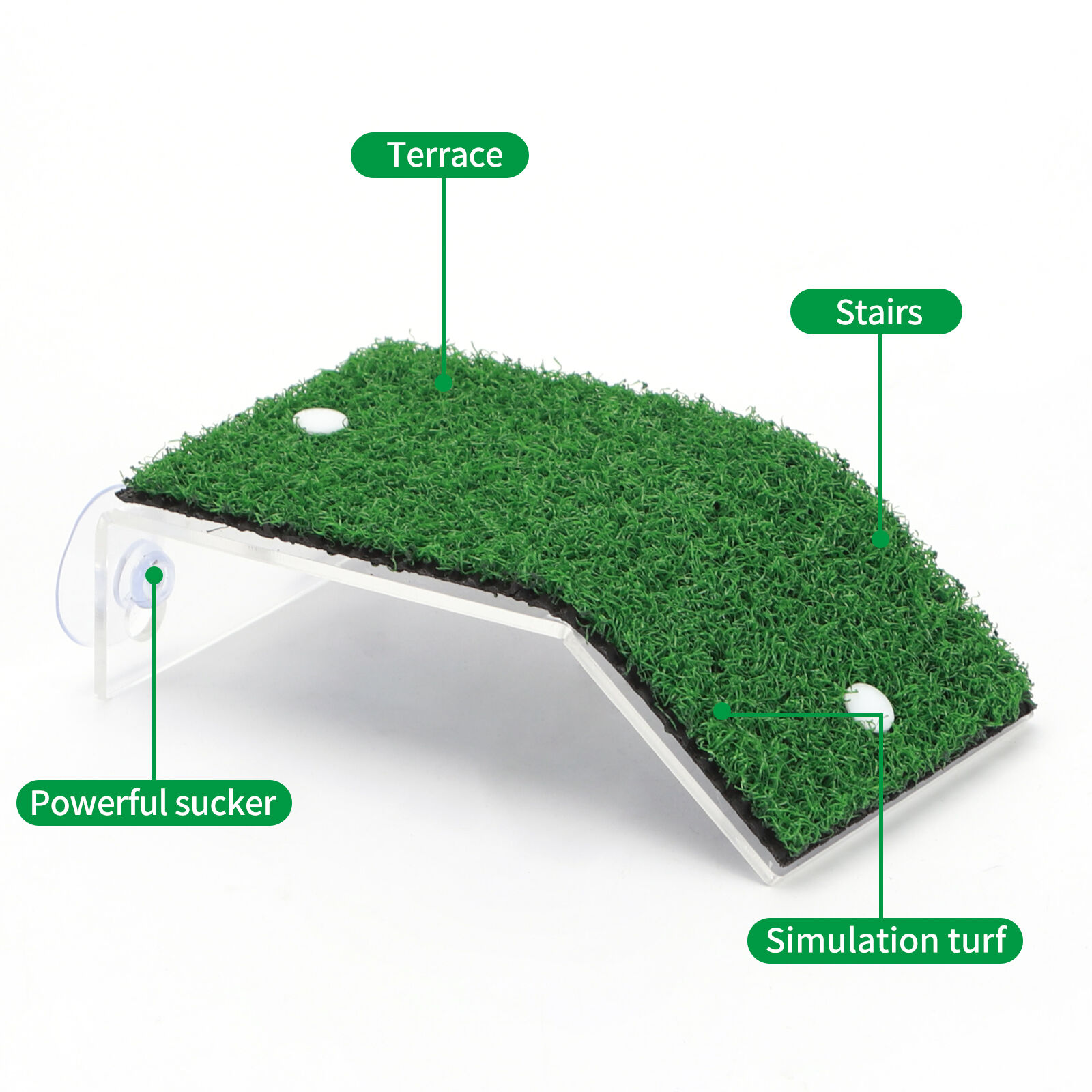 Nobleza - Plataforma Tortugas, Verde realista C&eacute;sped Tortugas Basking Plataforma con Ventosas, para Tortuga o Reptil, L20*W21CM, , large Imagen numero 7