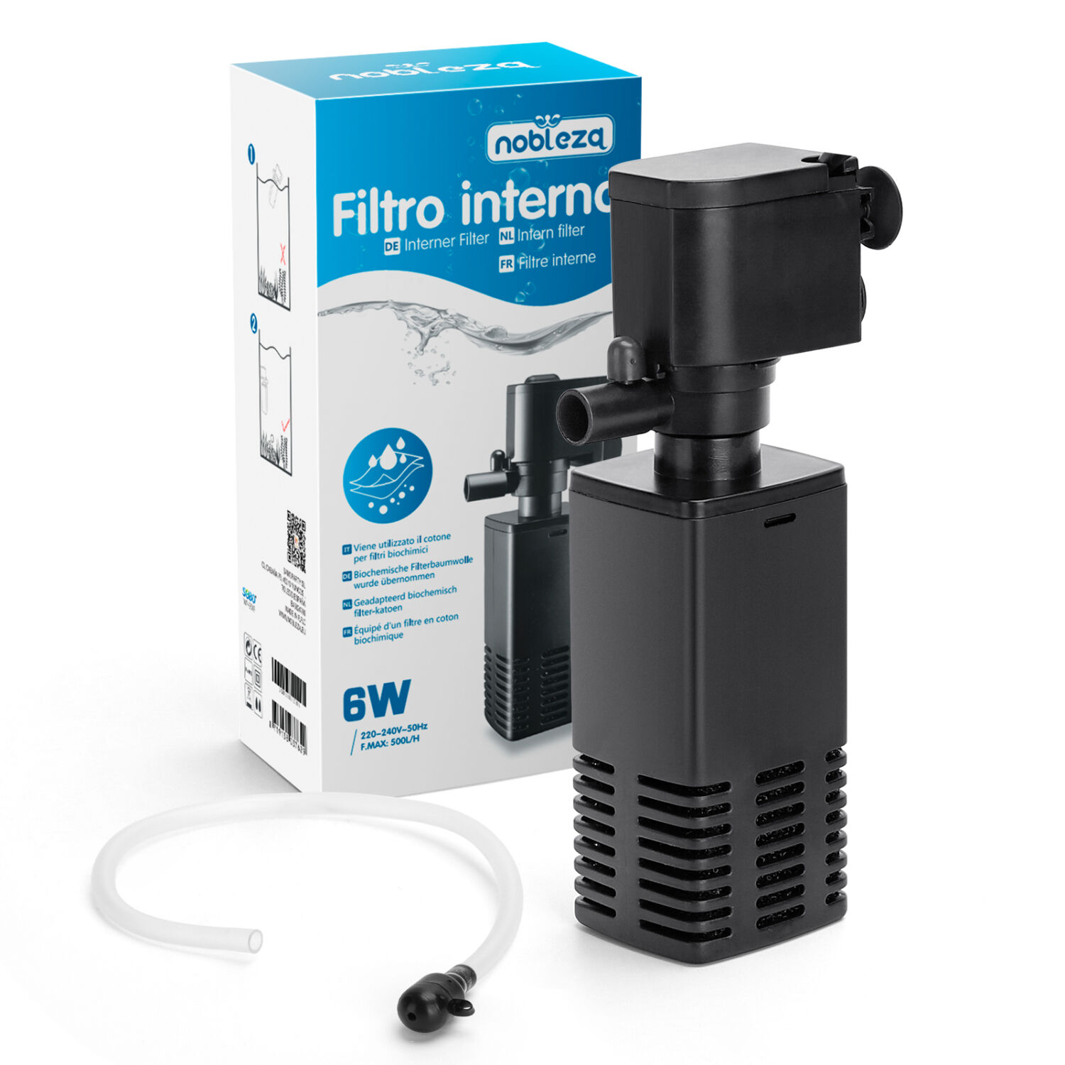 Nobleza Filtro para Acuario 40-100 L, Filtro Acuario Interno con Flujo 500 L/H, Filtros Internos para Acuarios, 6W, , large Imagen numero 1
