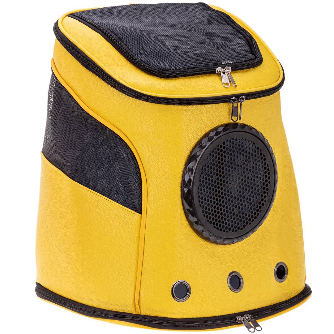 Mochila para transporte de mascotas gato y perro Transportin de imitaci&oacute;n a piel, Color negro, , large Imagen numero 1