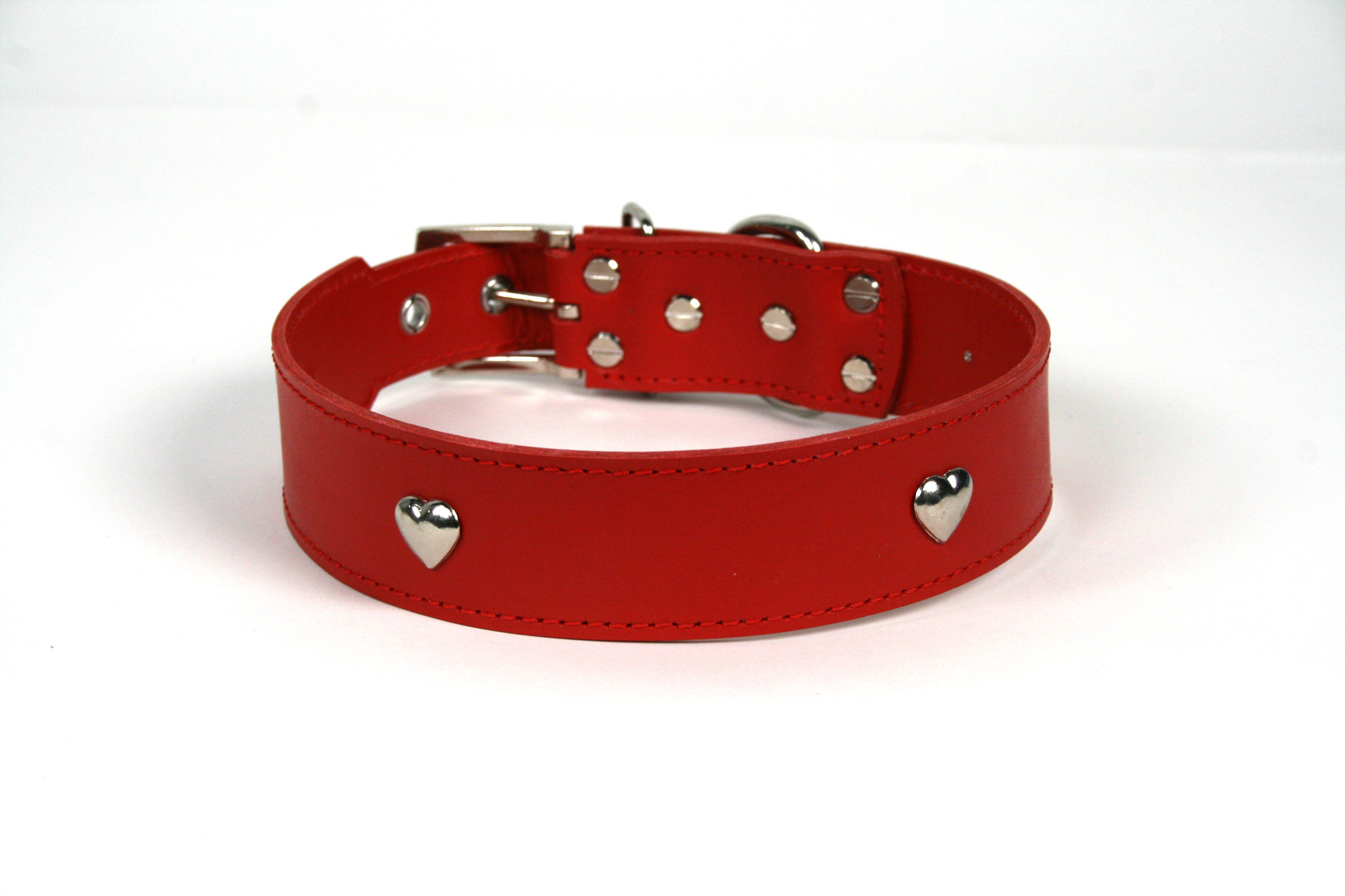 COLLAR DE PIEL ROJO CON  CORAZON, , large Imagen numero 1