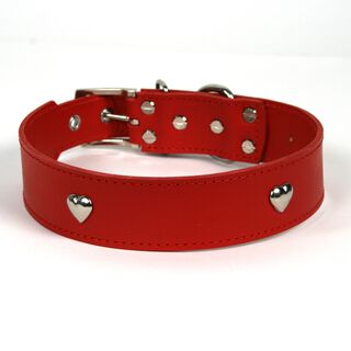 LGMCAN Collar de Piel Rojo con Corazones para perros