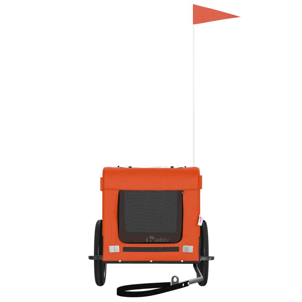 vidaXL Remolque bicicleta para perros hierro tela Oxford naranja negro, , large Imagen numero 8