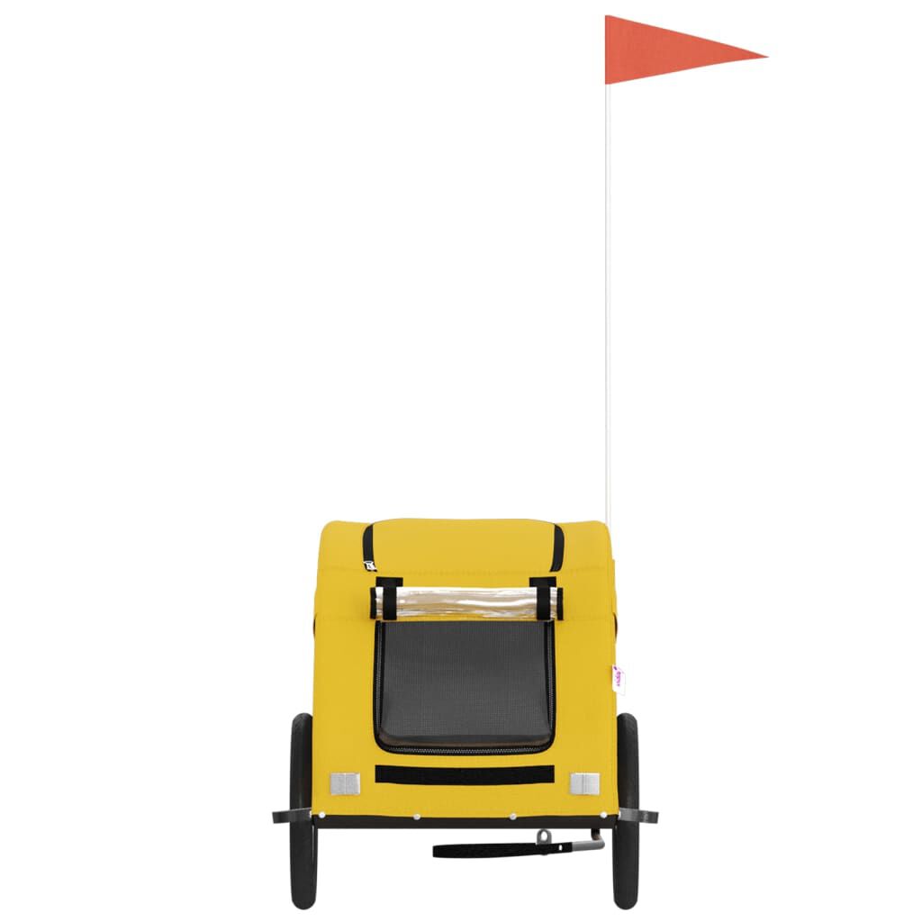 VidaXL Remolque de bicicleta mascotas hierro tela Oxford amarillo, , large Imagen numero 9