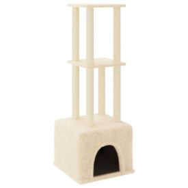 VidaXL Árbol Rascador con postes de sisal y dos niveles crema para gatos