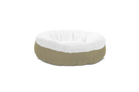 Gauty Cama Redonda  Tela Impermeable y pelo - Beige y blanco para Perros y Gatos 