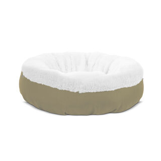 Gauty Cama Redonda  Tela Impermeable y pelo - Beige y blanco para Perros y Gatos 