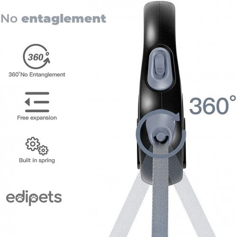 Edipets correa extensible ajustable gris y negro para perros thumbnail