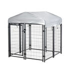 Pawhut Perrera de Exterior con Techo 120x120x138 cm Jaula para Perros Parque para Mascotas con Malla de Metal y Puerta con Cerradura para Jardín Patio Plata., , large image number null