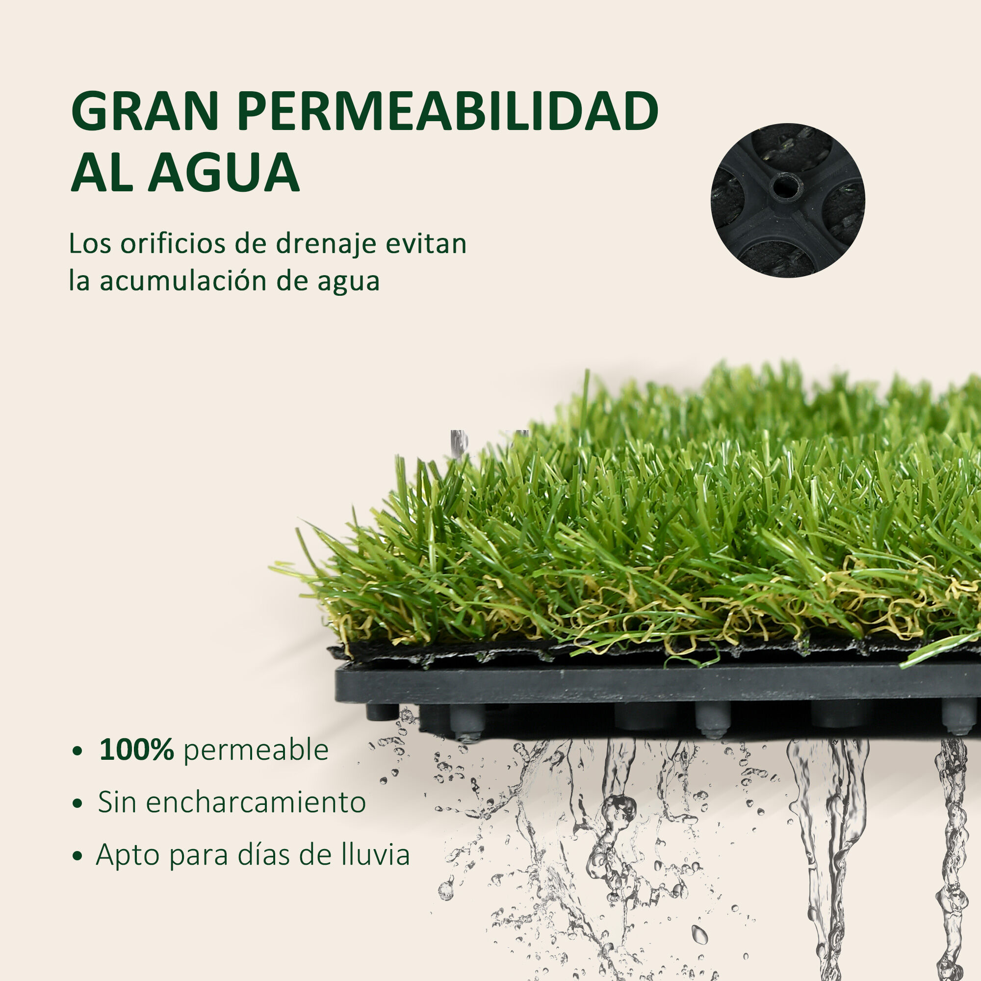 Outsunny Césped Artificial Verde Oscuro thumbnail