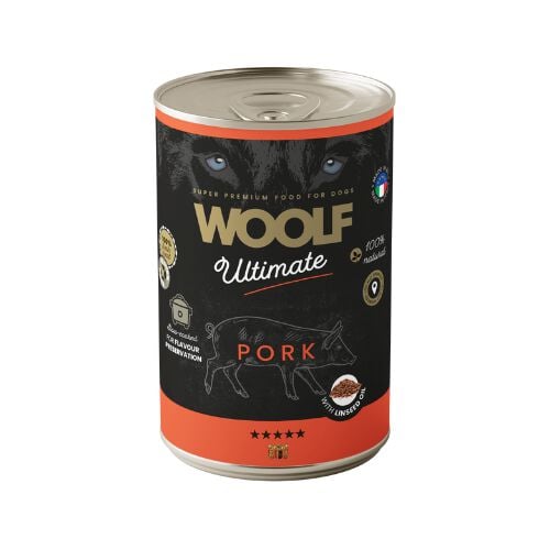 Woolf comida húmeda de cerdo para perros