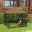 PawHut Perrera con Toldo Parque para Perros Metálica de Exterior con Soporte Giratorio para Comida 2 Cuencos para Patio Jardín Terraza 141x141x151 cm Negro, , large indicador imagen numero 2