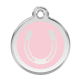 Red dingo Placa identificativa Acero Inoxidable Esmalte Herradura Rosa para perros