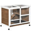PawHut Conejera de Madera con Ruedas 91,5x53,3x73 cm Jaula para Conejos de 2 Niveles con Techo Abatible Bandeja Extraíble y Rampa Marrón, , large indicador imagen numero 1