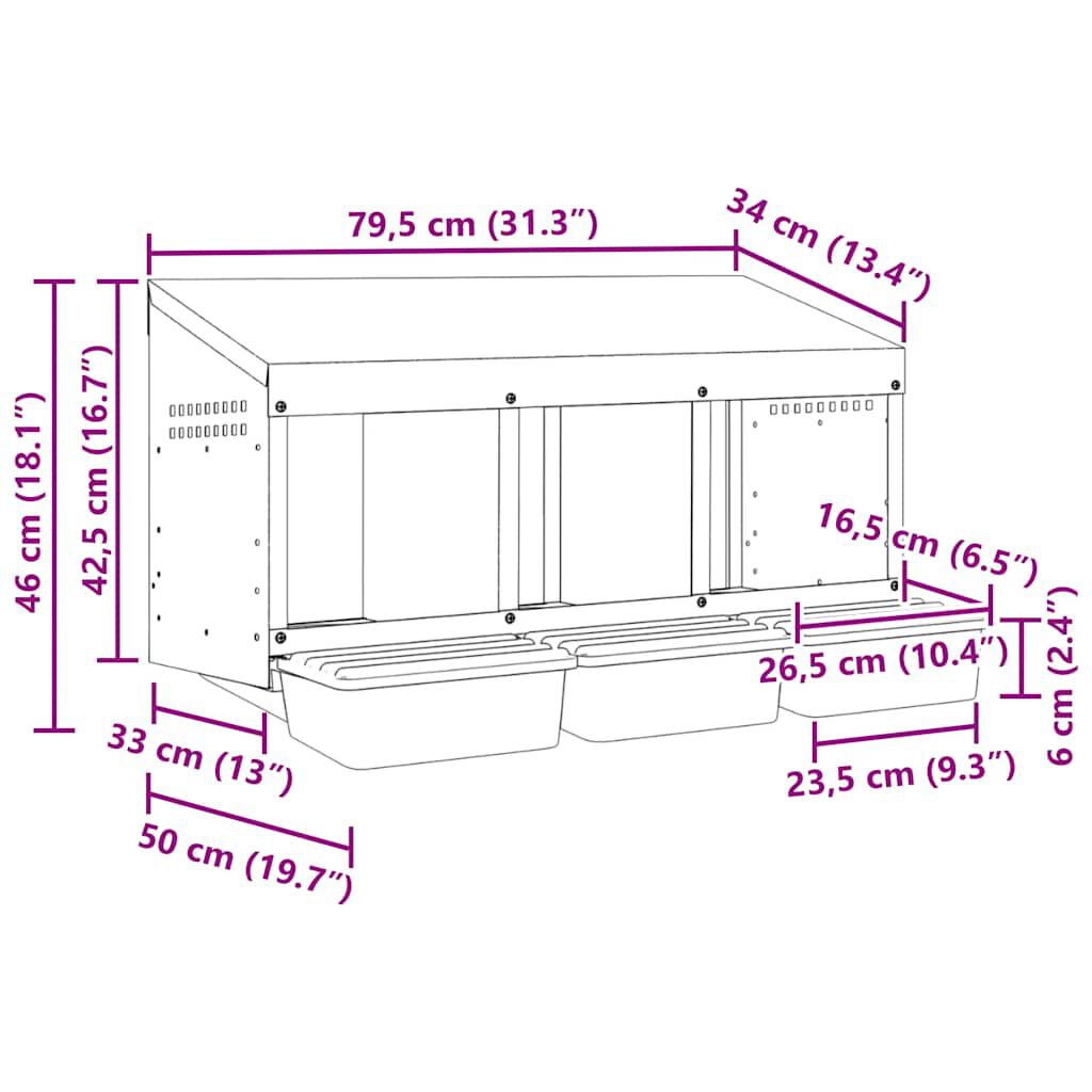 vidaXL Nido para gallinas de acero galvanizado para montar en la pared thumbnail