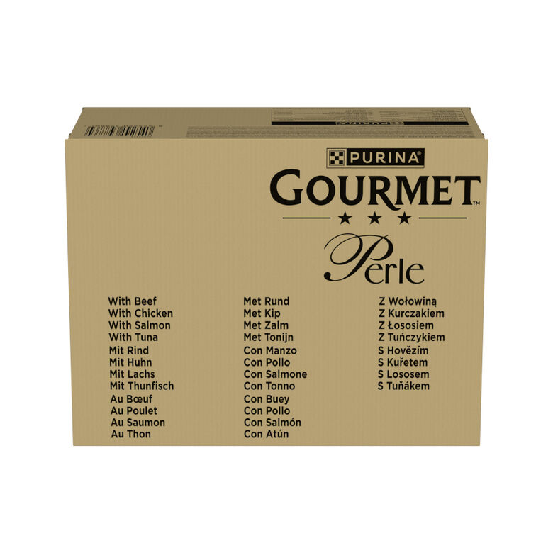 Gourmet Perle Delicias en Salsa Salmón, Pollo, Atún y Buey Sobre para gatos thumbnail