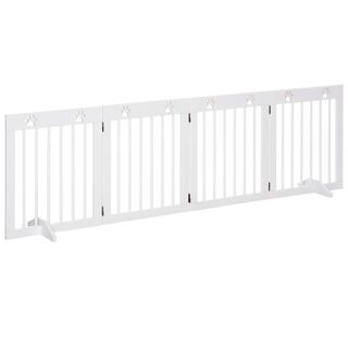 PawHut Barrera de Seguridad de Perros Extensible para Puertas y Escaleras  74-105 cm con 2 Extensiones de 10/15 cm con 2 Puertas y Cierre Automático  Acero Altura 76,2 cm Negro