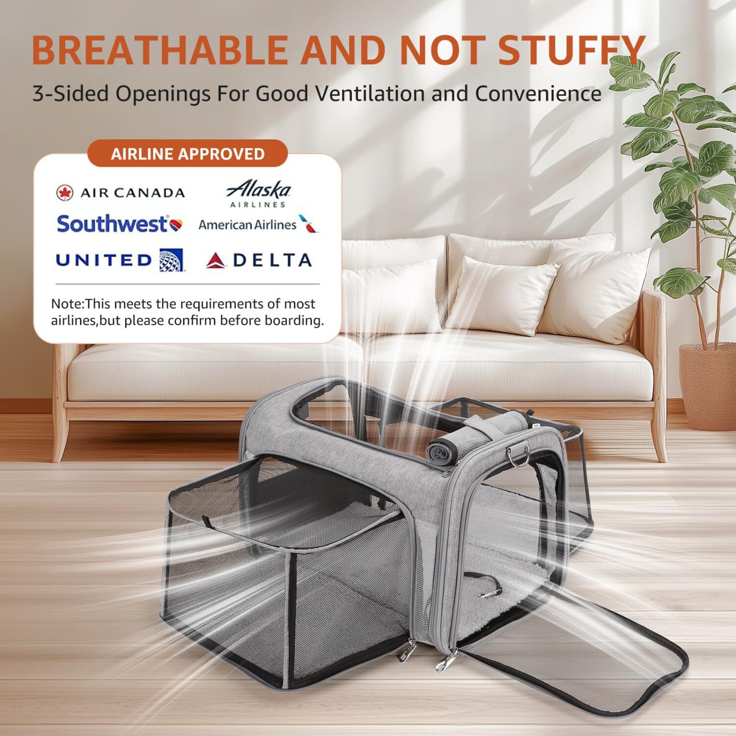 Nobleza Transportin Gato Perro Extensible， Bolsa de Transporte para Mascotas Plegable Transpirable， Aerol&iacute;nea Aprobada con Correa de Hombro Ajustable +Taz&oacute;n Plegable, , large Imagen numero 4