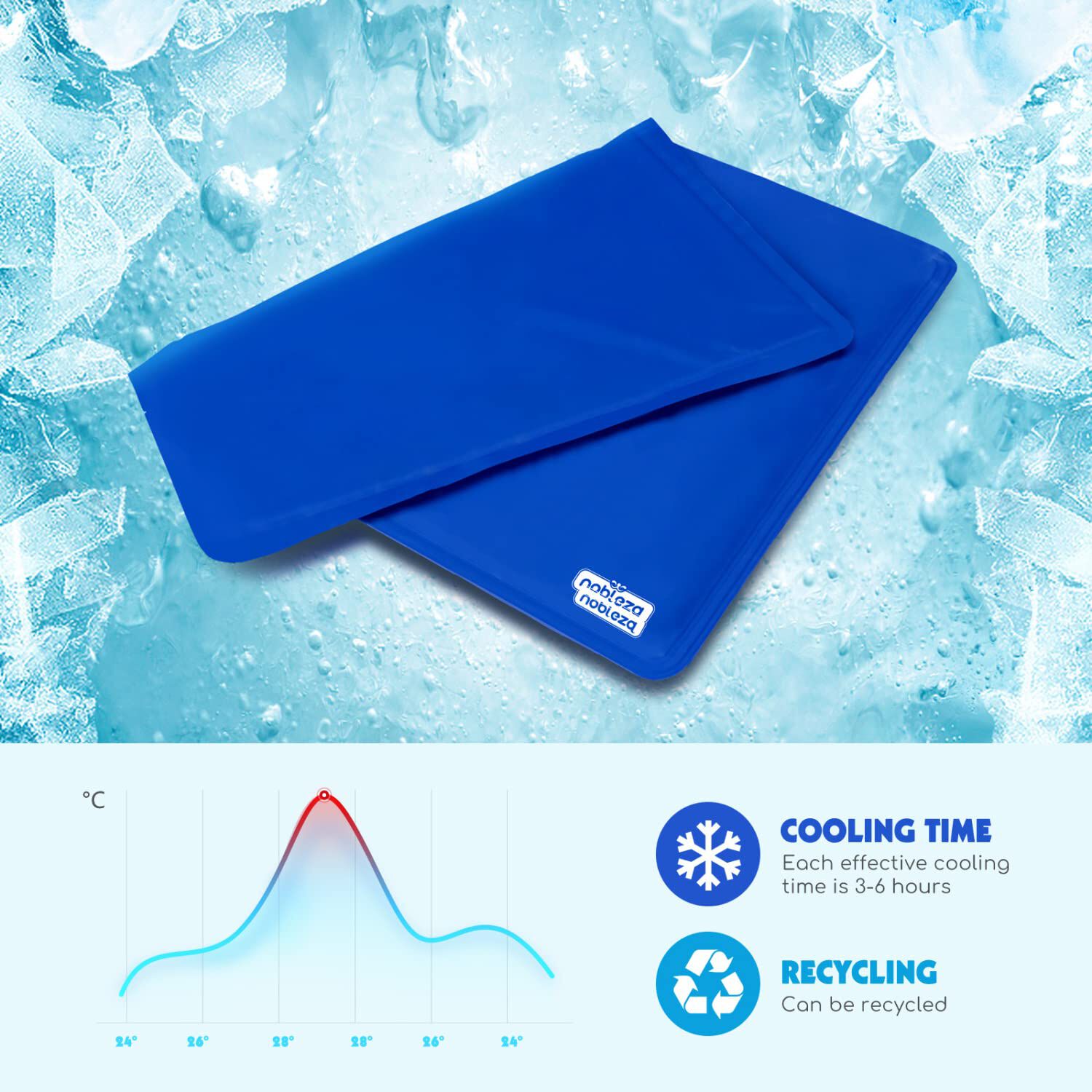 Nobleza Alfombra Refrescante para Gatos &ndash; Gel Auto-refrigerante No T&oacute;xico, Activado por Presi&oacute;n, 40x50 cm, Azul, , large Imagen numero 3