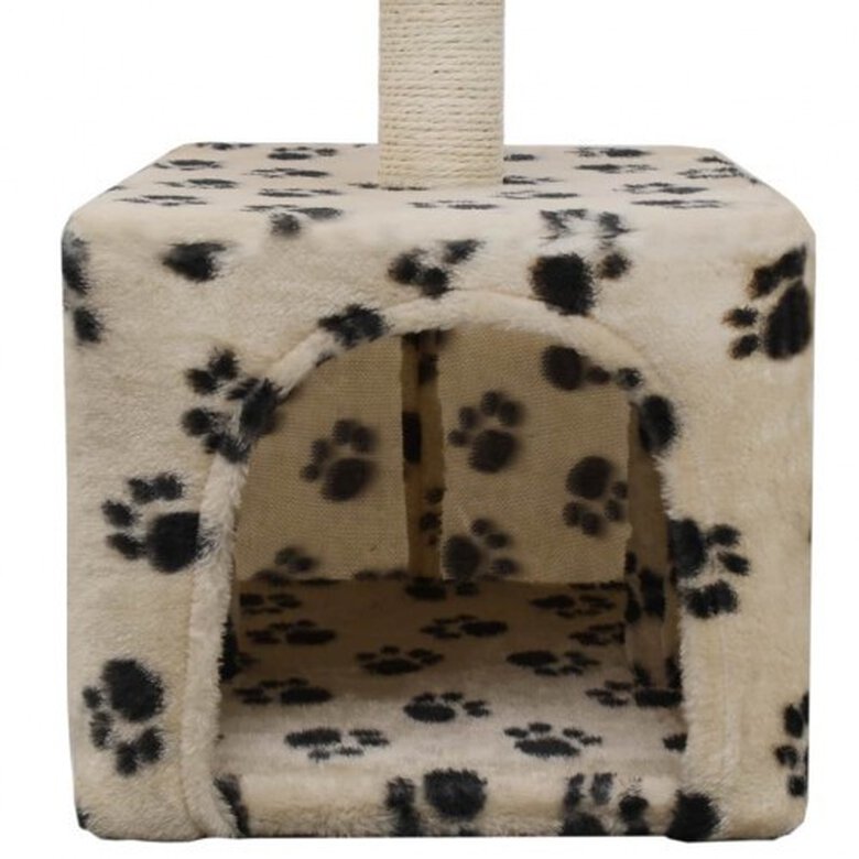 Rascador con poste para gatos color Beige Huellas, , large image number null