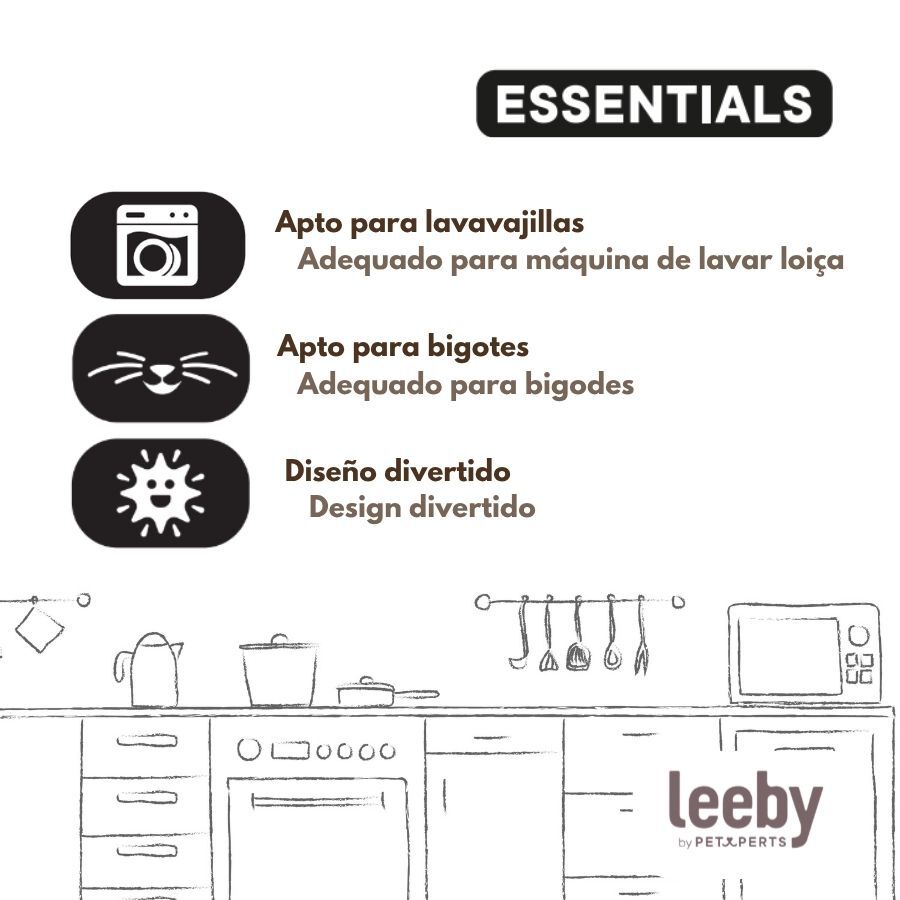 Leeby Comedero de Cer&aacute;mica Blanco y Negro con Orejitas para gatos, , large Imagen numero 5