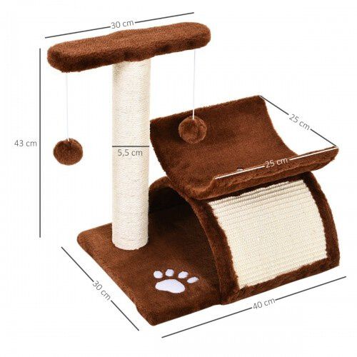 Pawhut &aacute;rbol rascador con bolas de juego marr&oacute;n para gatos, , large Imagen numero 3