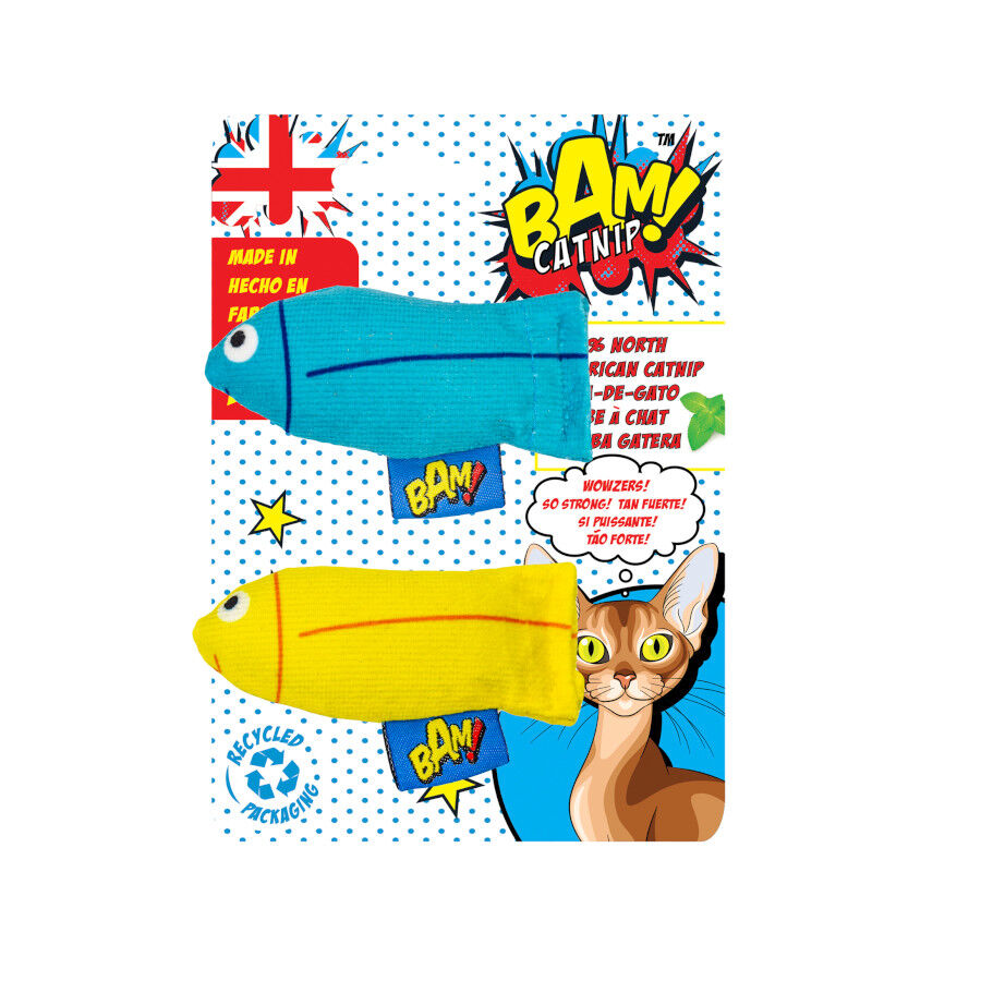 BAM! Peluche peces con catnip Azul y Amarillo para gatos, , large Imagen numero 5