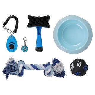VidalXL Set de Aseo y Juego Pets Collection Azul para perro