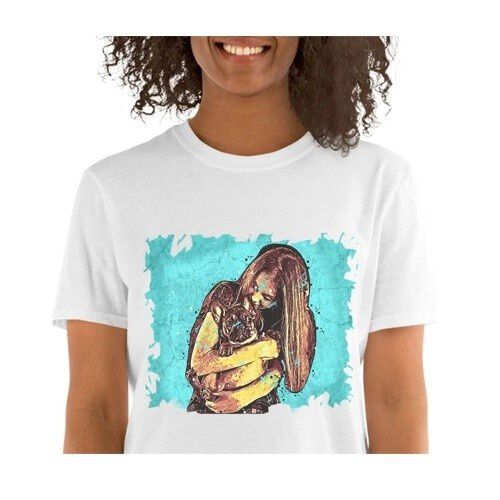 Mascochula camiseta mujer personalizada graffiti con tu mascota blanco thumbnail
