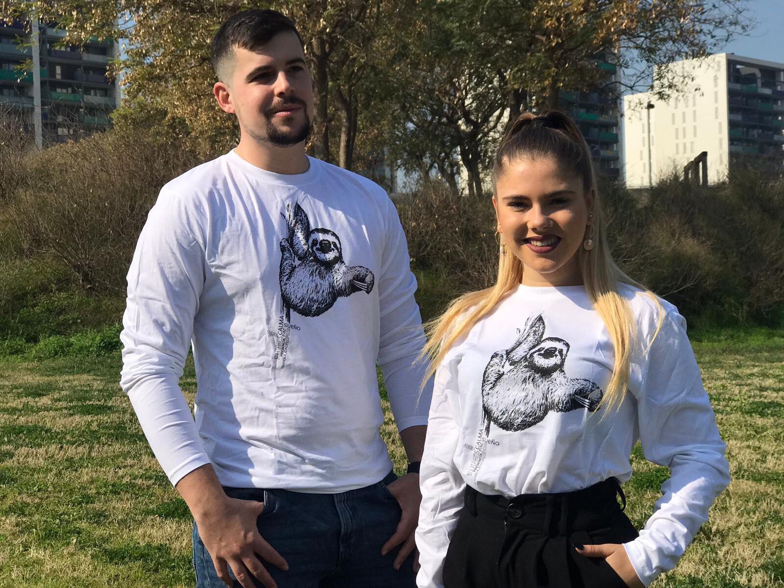 Camiseta unisex perezoso color Blanco thumbnail