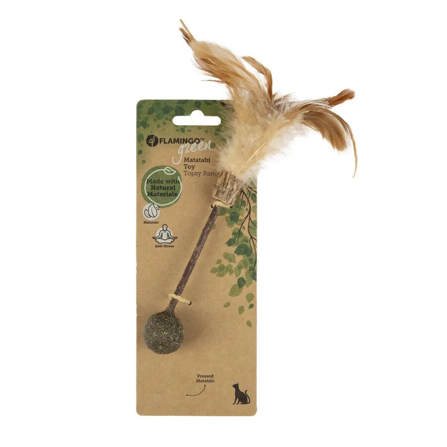 Flamingo Palo de Madera con Pelota Matatabi para gatos thumbnail
