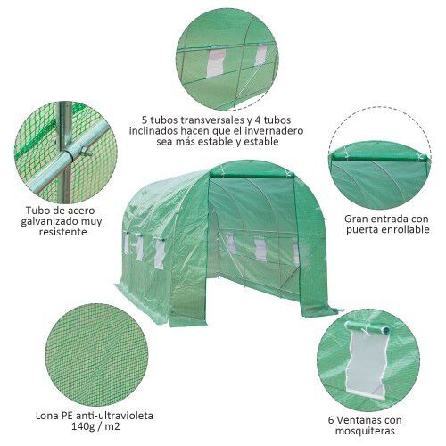 Invernadero de cultivo para jardín Outsunny color Verde thumbnail