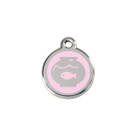 Red Dingo Placa identificativa Acero Inoxidable Esmalte Pecera Rosa para gatos