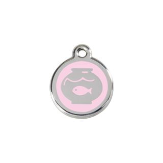 Red Dingo Placa identificativa Acero Inoxidable Esmalte Pecera Rosa para gatos