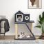 COSTWAY Árbol para Gatos Moderno de 90 cm, Muebles para Gatos de 3 Niveles con Techo Abrible, Postes de Rascado de Sisal, Escalera, Dispositivo Antivuelco, Torre para Gatos en Interiores, Gris, , large indicador imagen numero 4
