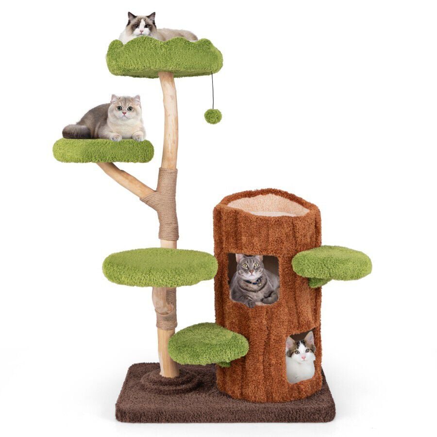 COSTWAY Árbol para Gatos Multinivel Torre de Dos Niveles con Postes de Rascado para Gatos thumbnail
