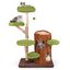 COSTWAY Árbol para Gatos Multinivel, Torre de Dos Niveles con Postes de Rascado y Panel de Sisal, Perchero Superior y Plataformas Redondas, Juguete Colgante, Muebles para Gatos con Poste de Madera Natural, , large indicador imagen numero 2