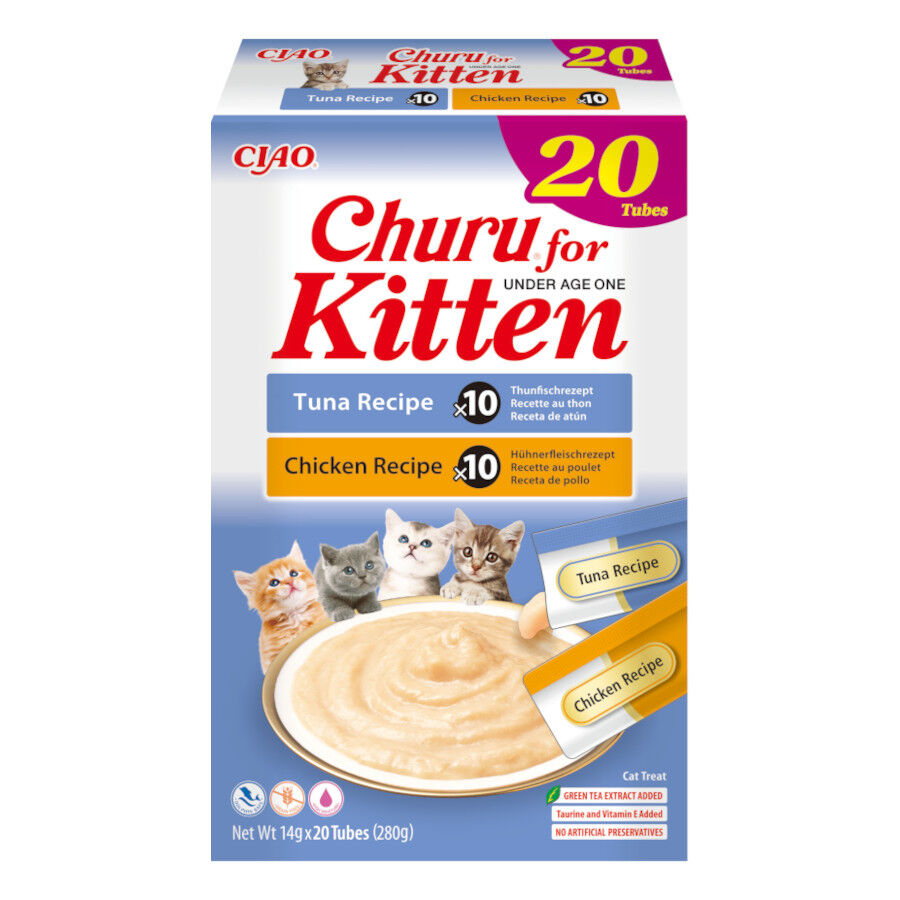 20 Sobres x 14 g Churu Multipack Snack Cremoso variedades para gatitos, , large Imagen numero 1